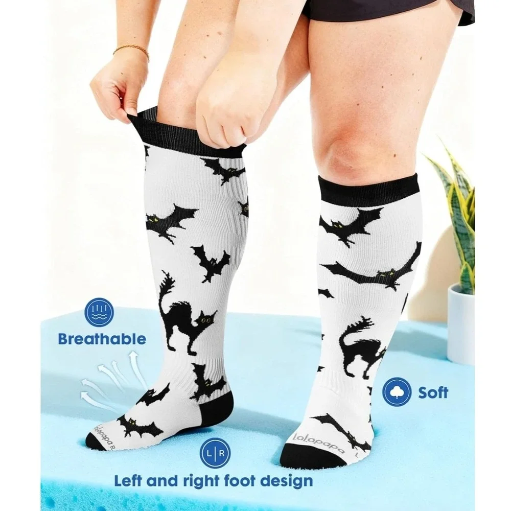 3Pair Wide Calf Compression Socks 20-30mmHg Graduated Support, Knee High 4XL